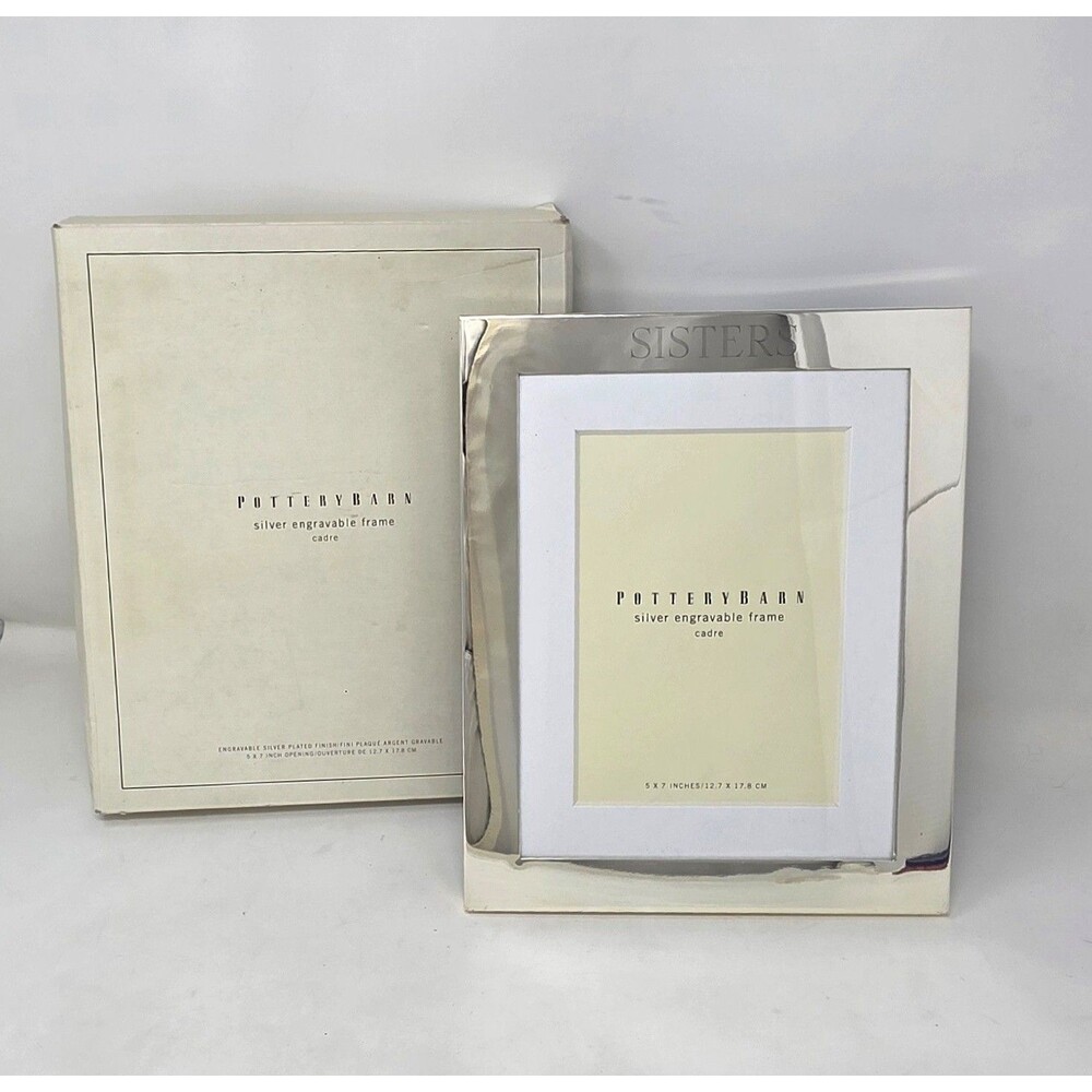 Pottery Barn Silver Plated Engravable "Sisters" Picture Frame 7x5 Matted
